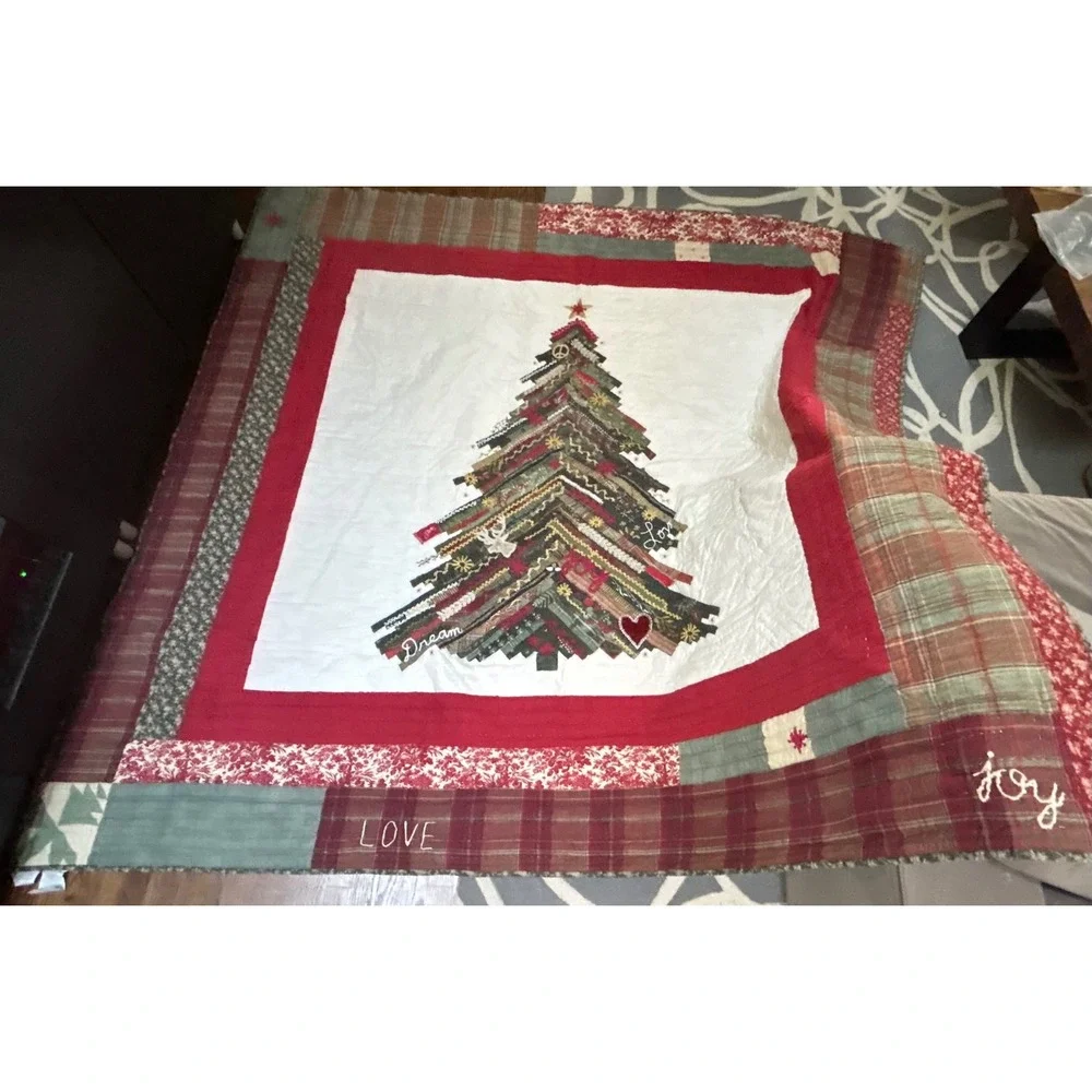 Pottery Barn Winter Dreams Queen Christmas Holiday Patchwork Quilt & 2 Shams